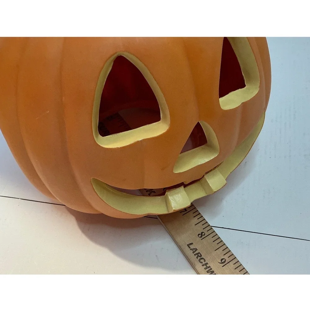 Halloween Jack O Lantern Foam Blow Mold Pumpkin Decor Orange Toothy Grin 8 Inch